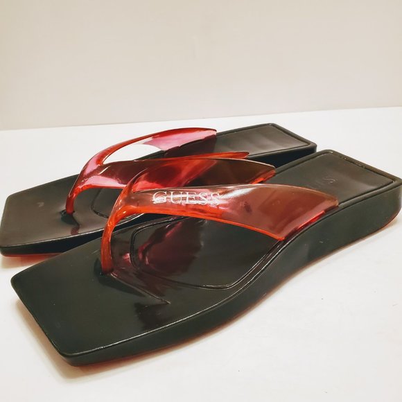 Vintage Y2K GUESS Plastic Square Toe Flip Flop Thong Sandals Size: 6 - Picture 7 of 13